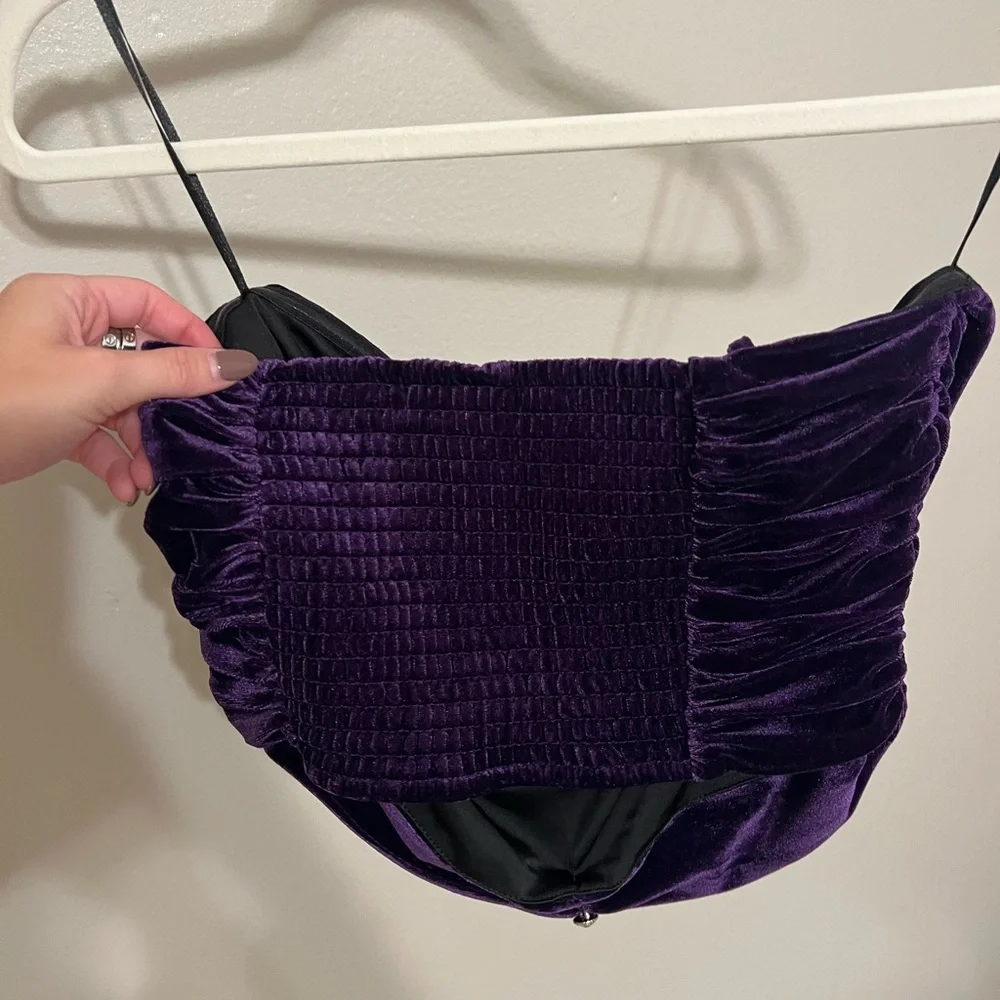 Zara Purple Velvet Embellished Top - Picture 4 of 4